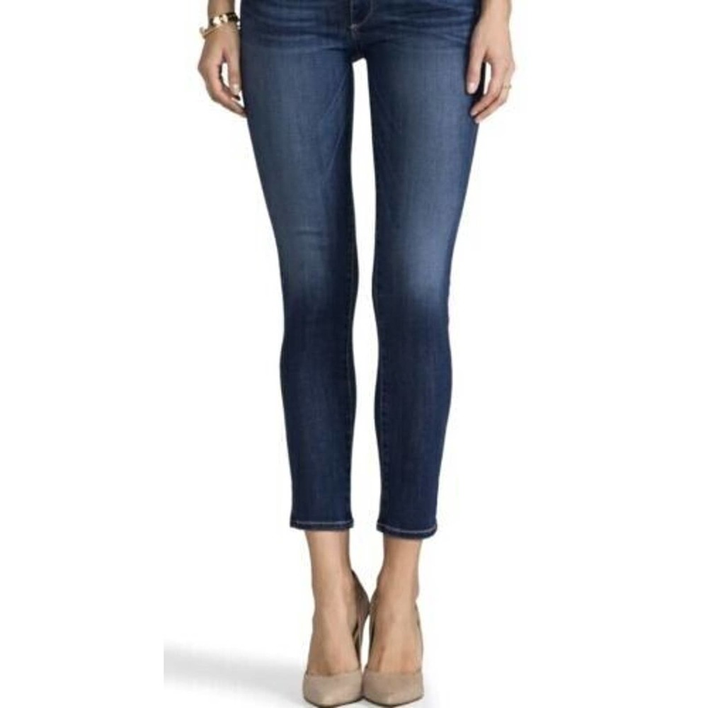 PAIGE Skyline Ankle Peg Blue Denim Jeans Pants Medium Wash Deep Indigo size 32